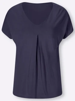 Strandmode|heine Kurzarmshirt mit Falte vorne nachtblau