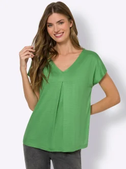 Shirts|heine Kurzarmshirt mit Falte vorne apfel