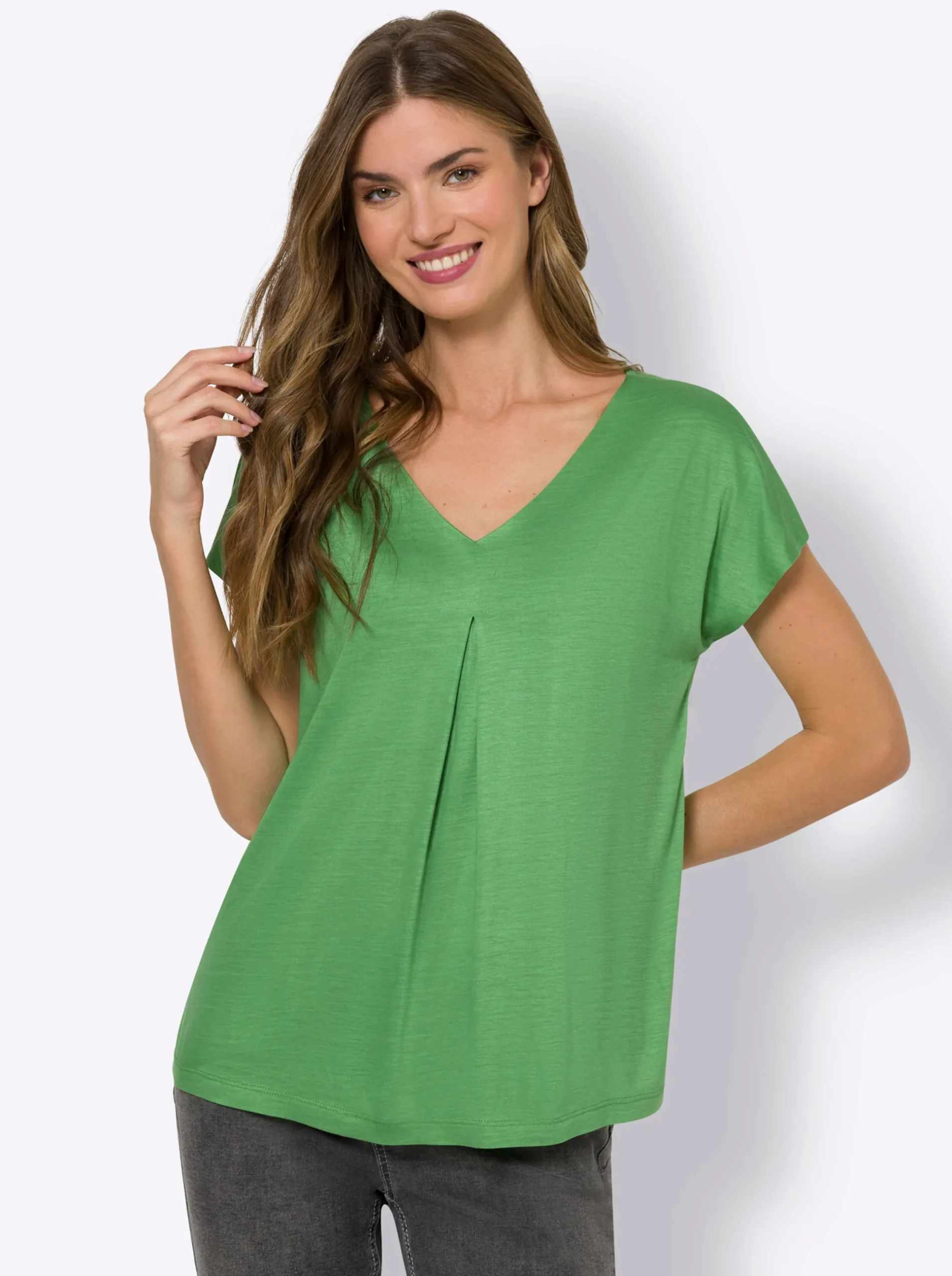 Shirts|heine Kurzarmshirt mit Falte vorne apfel