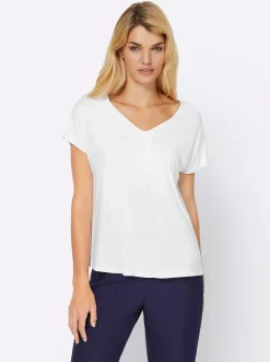 Shirts|heine Kurzarmshirt mit Falte vorne weiß