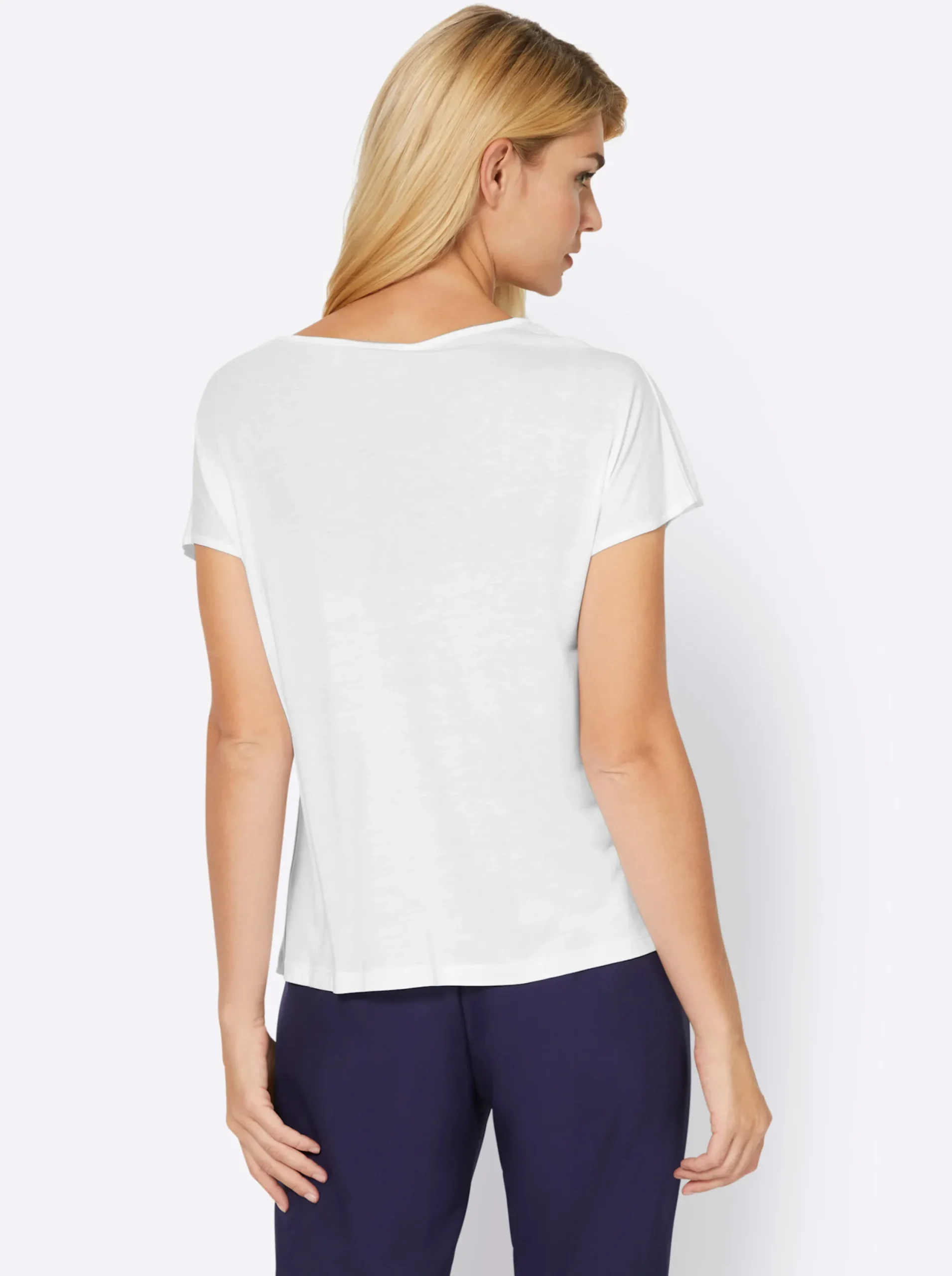 Shirts|heine Kurzarmshirt mit Falte vorne weiß