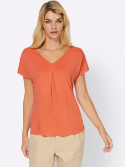 Shirts|heine Kurzarmshirt mit Falte vorne mandarine