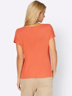 Shirts|heine Kurzarmshirt mit Falte vorne mandarine