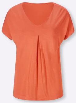 Shirts|heine Kurzarmshirt mit Falte vorne mandarine