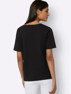 Shirts| Kurzarmshirt mit Folien-Print schwarz