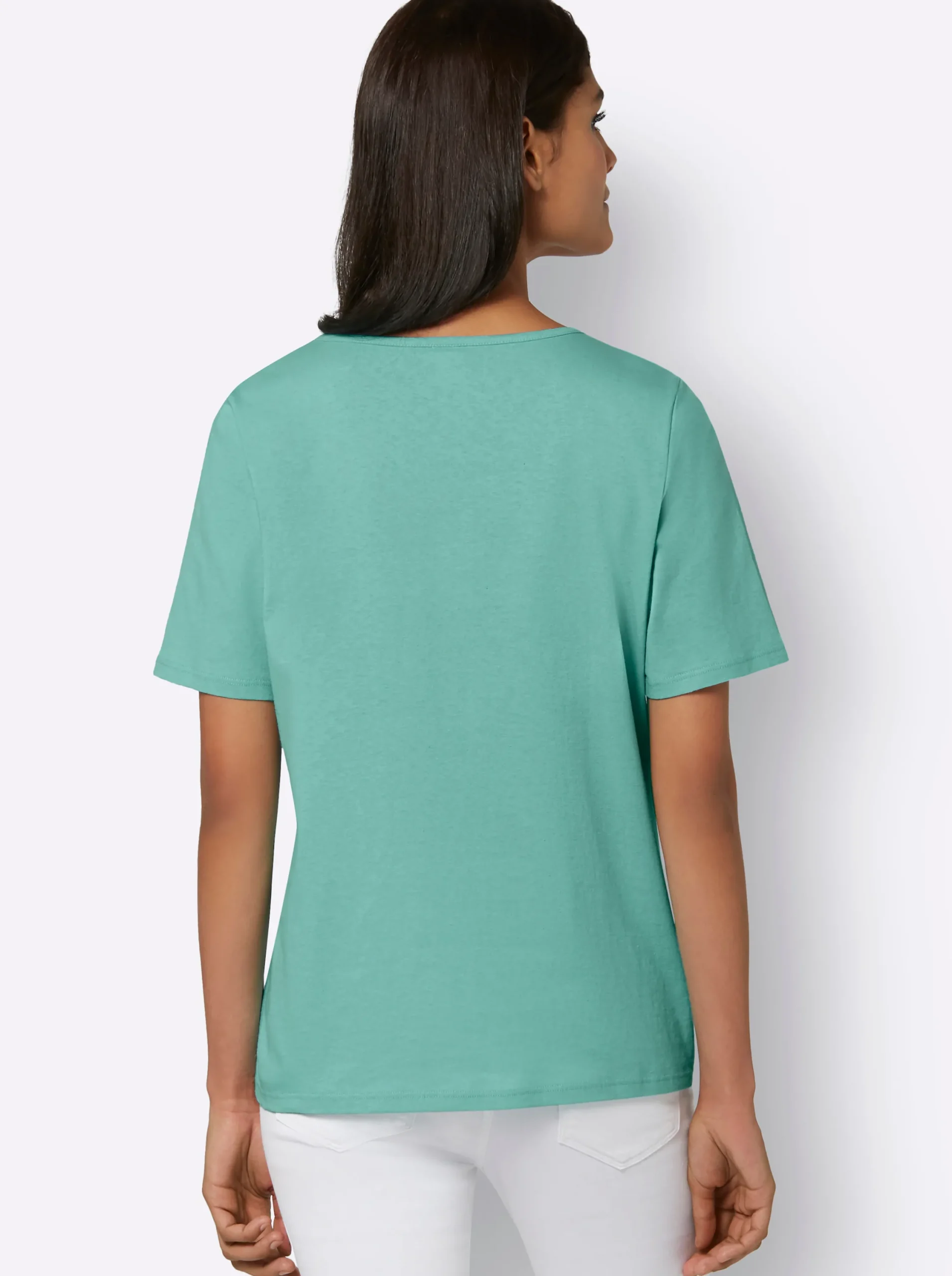 Shirts| Kurzarmshirt mit Folien-Print salbei