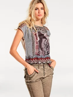 Shirts|heine Kurzarmshirt mit Foto-Print vorne sand