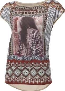 Shirts|heine Kurzarmshirt mit Foto-Print vorne sand