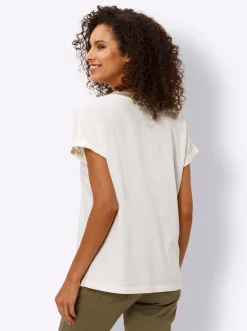 Shirts|heine Kurzarmshirt mit Glanz-Akzenten champagner