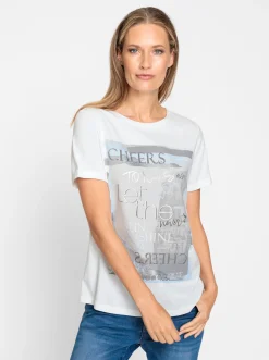 Shirts|heine Kurzarmshirt mit Glanz-Print ecru
