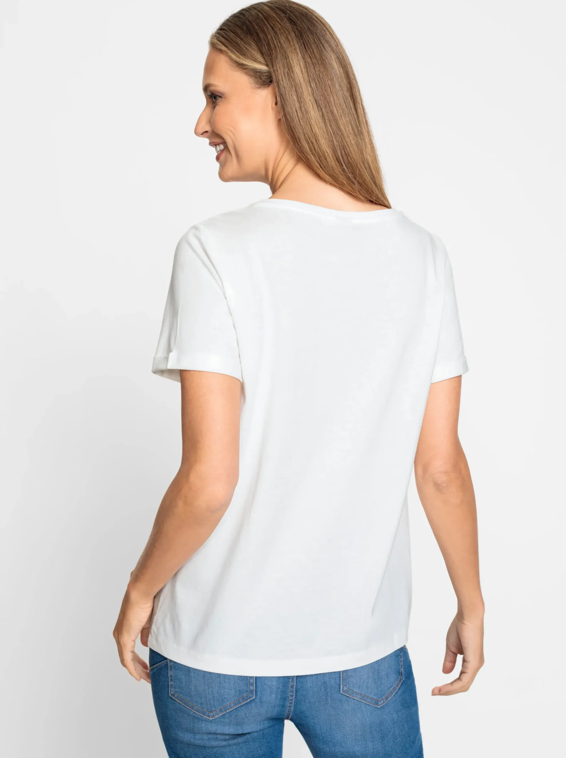 Shirts|heine Kurzarmshirt mit Glanz-Print ecru