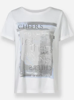 Shirts|heine Kurzarmshirt mit Glanz-Print ecru