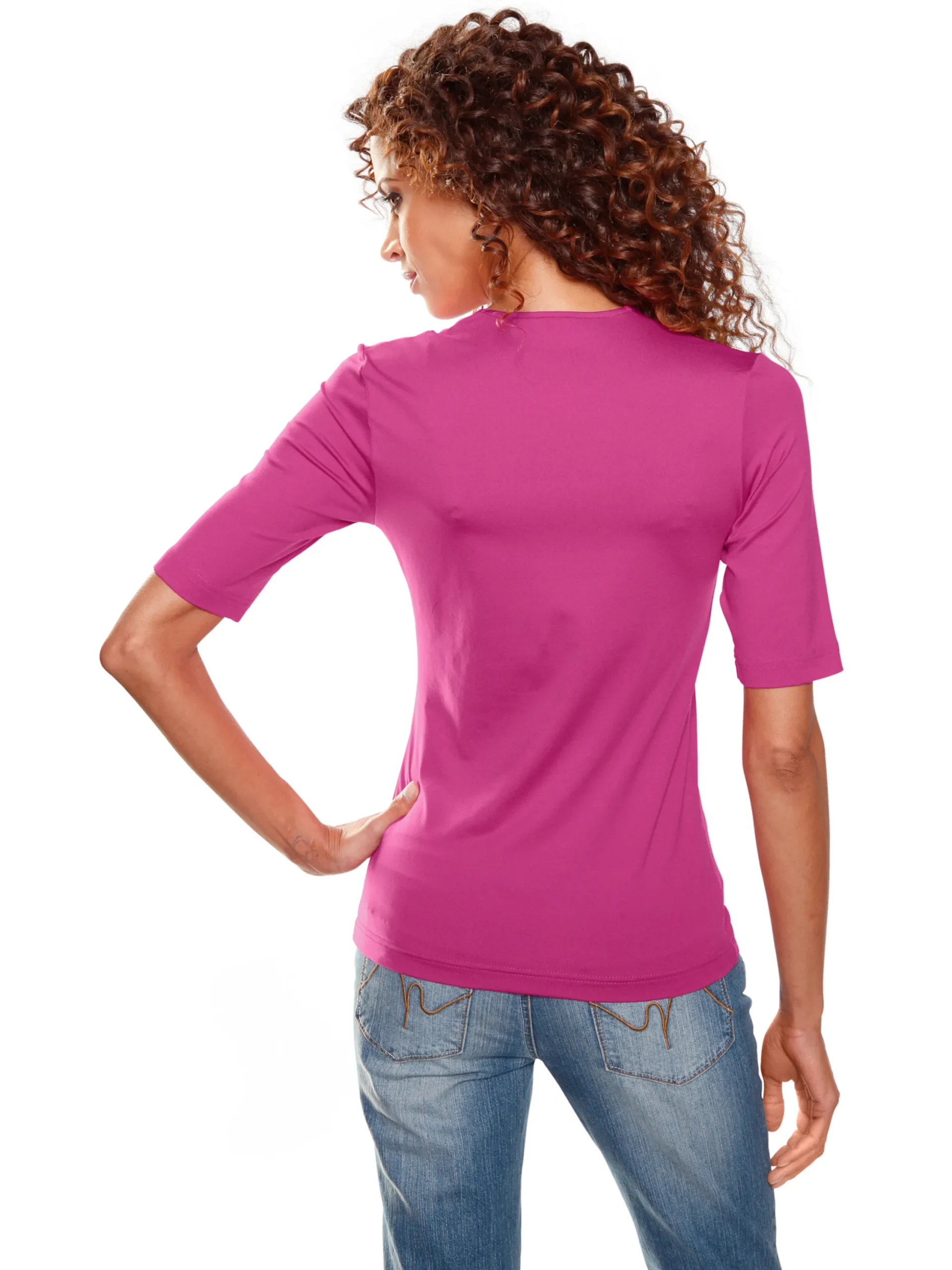 Shirts|heine Kurzarmshirt mit Halbarm fuchsia