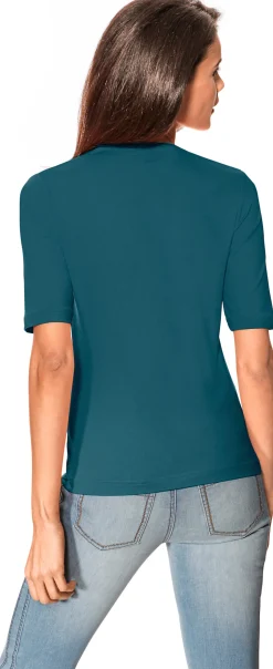 Basics|Shirts|heine Kurzarmshirt mit Halbarm petrol