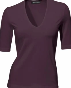 Basics|Shirts|heine Kurzarmshirt mit Halbarm pflaume
