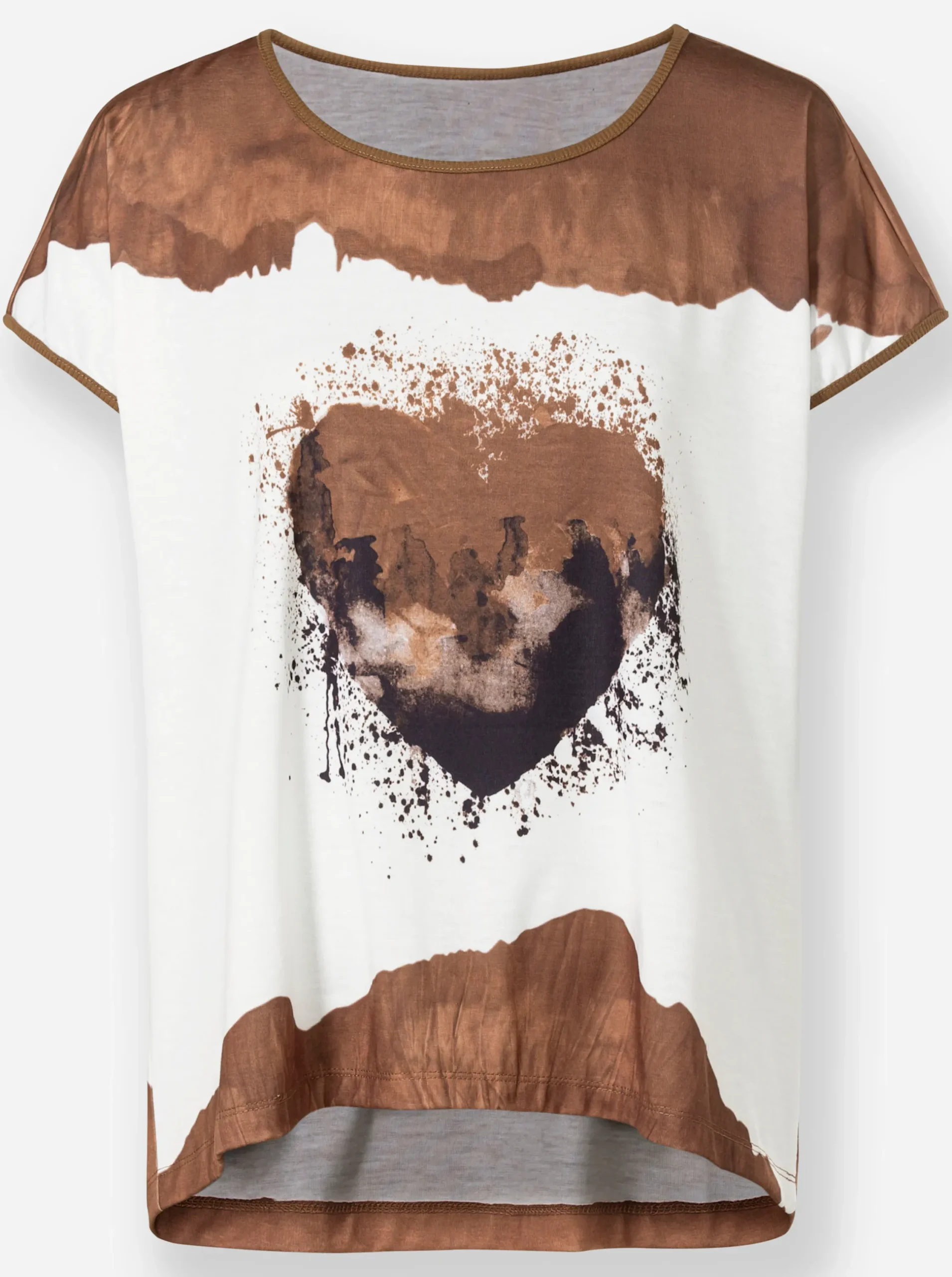 Shirts|heine Kurzarmshirt mit Herz-Motiv braun