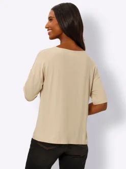 Shirts|heine Kurzarmshirt mit Knoten-Optik sand