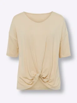 Shirts|heine Kurzarmshirt mit Knoten-Optik sand