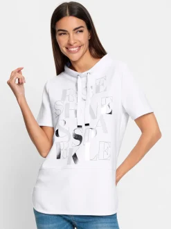 Shirts|heine Kurzarmshirt mit Lettering-Druck weiß