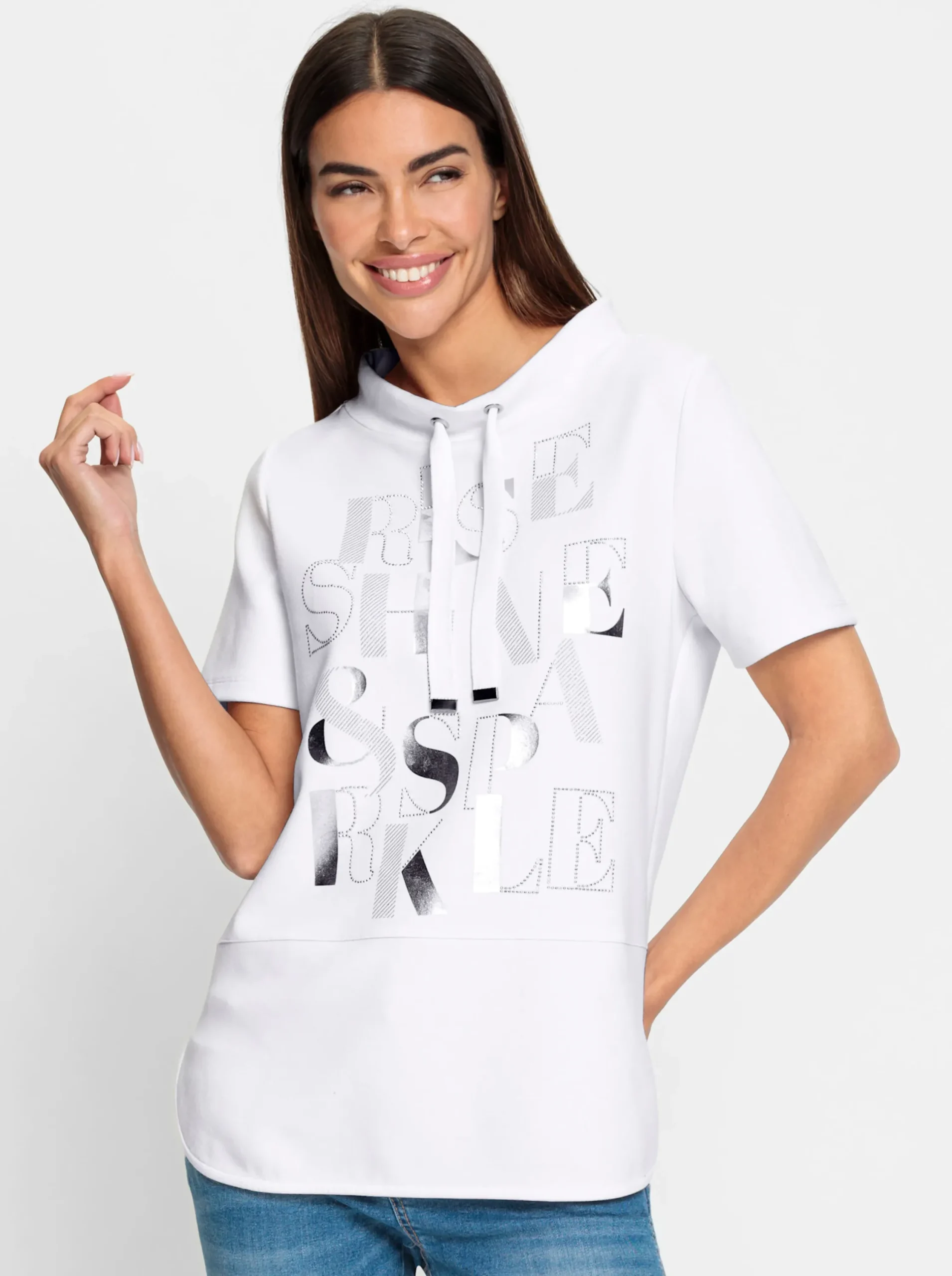 Shirts|heine Kurzarmshirt mit Lettering-Druck weiß