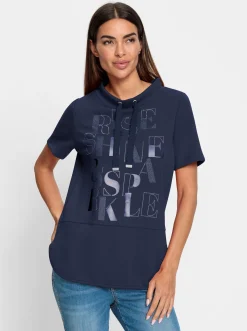 Shirts|heine Kurzarmshirt mit Lettering-Druck marine