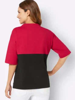 Shirts| Kurzarmshirt mit Lettring-Druck rot-schwarz-bedruckt