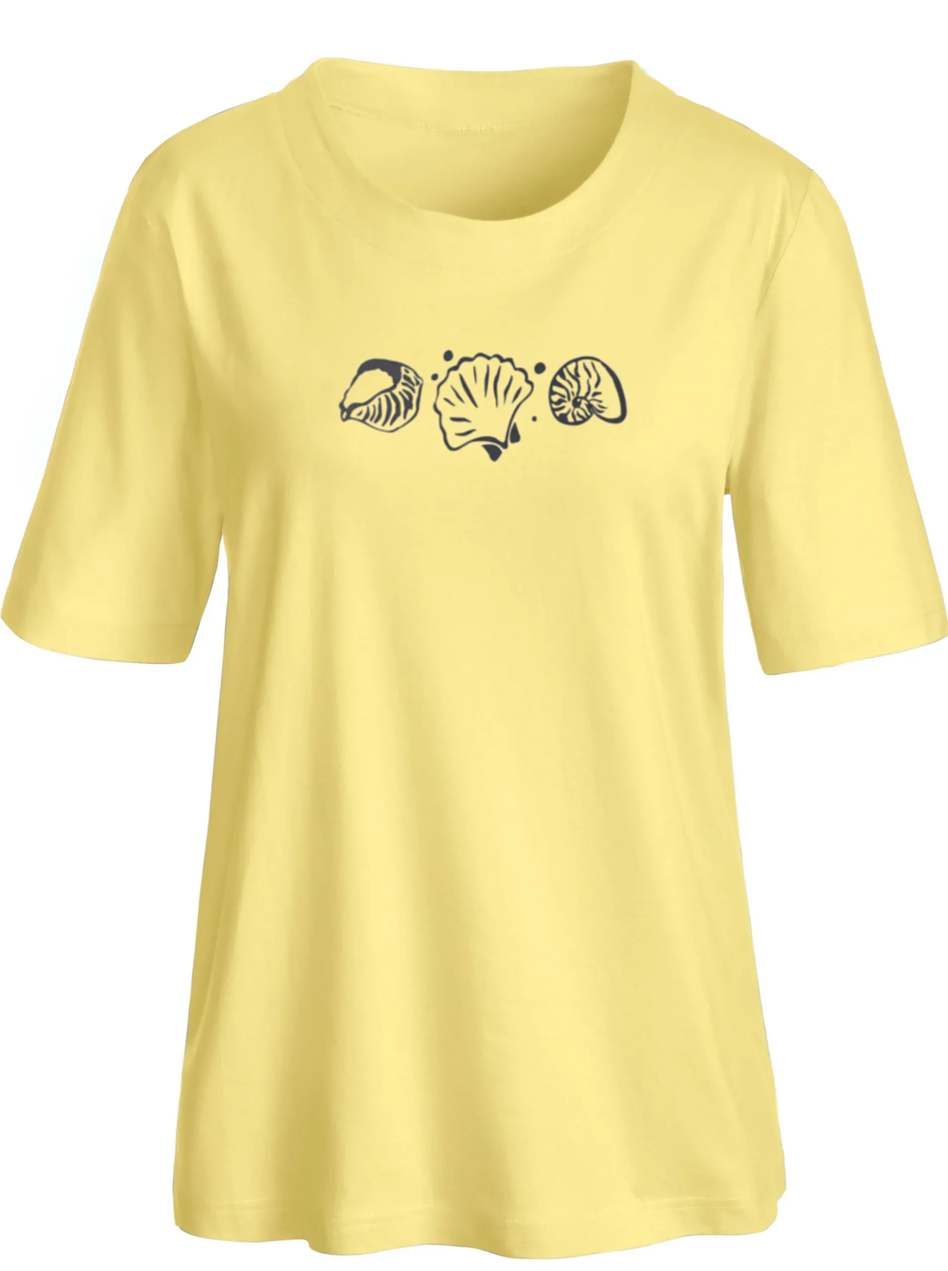 Shirts| Kurzarmshirt mit Muschel-Druck zitrone