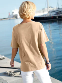 Shirts| Kurzarmshirt mit Muschel-Druck beige