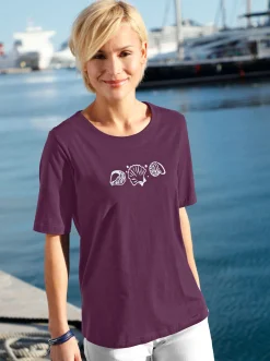 Shirts| Kurzarmshirt mit Muschel-Druck feige