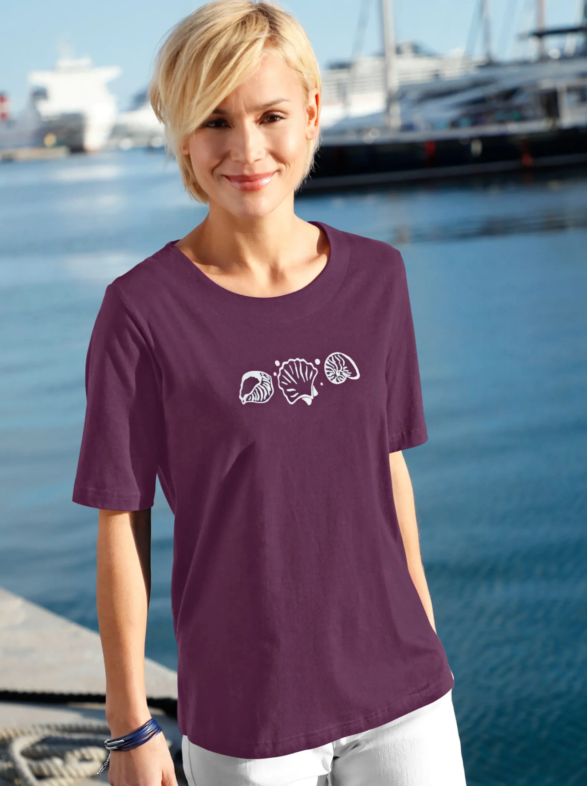 Shirts| Kurzarmshirt mit Muschel-Druck feige