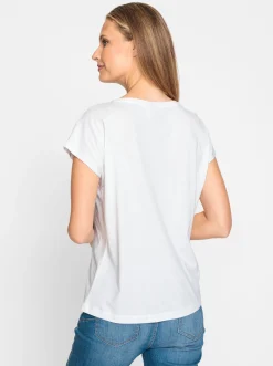 Shirts|heine Kurzarmshirt mit Pailletten weiß