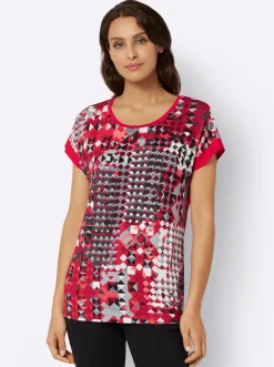 Shirts| Kurzarmshirt mit Paspeln erdbeere-bedruckt