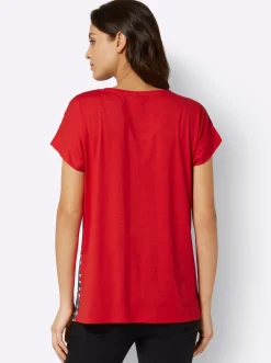 Shirts| Kurzarmshirt mit Paspeln erdbeere-bedruckt
