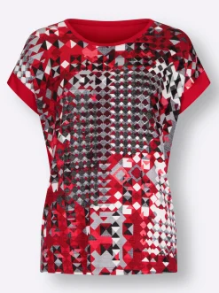 Shirts| Kurzarmshirt mit Paspeln erdbeere-bedruckt