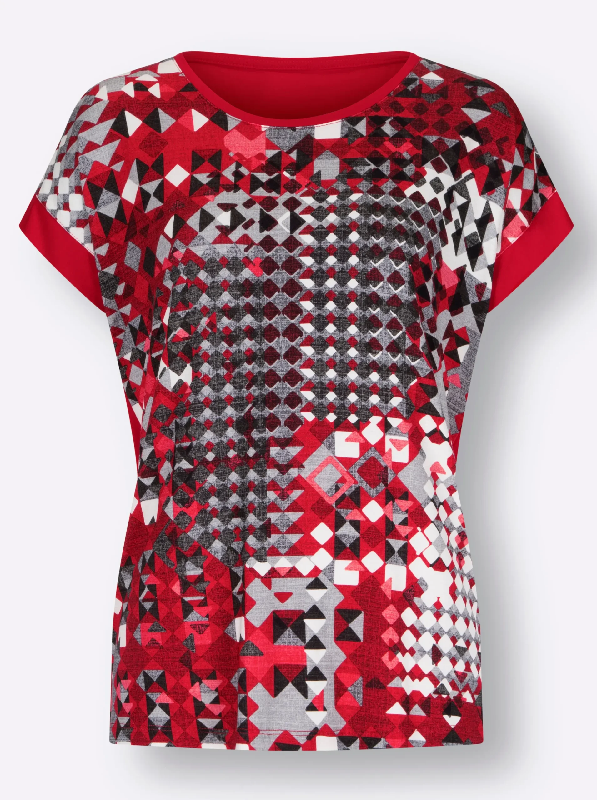 Shirts| Kurzarmshirt mit Paspeln erdbeere-bedruckt