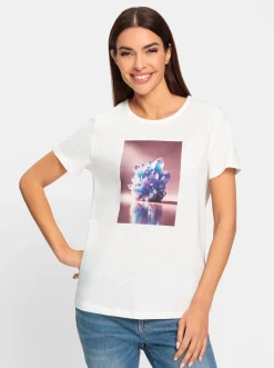Shirts|heine Kurzarmshirt mit platziertem Druck weiß