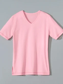 Shirts| Kurzarmshirt mit Seitenschlitzen rosé