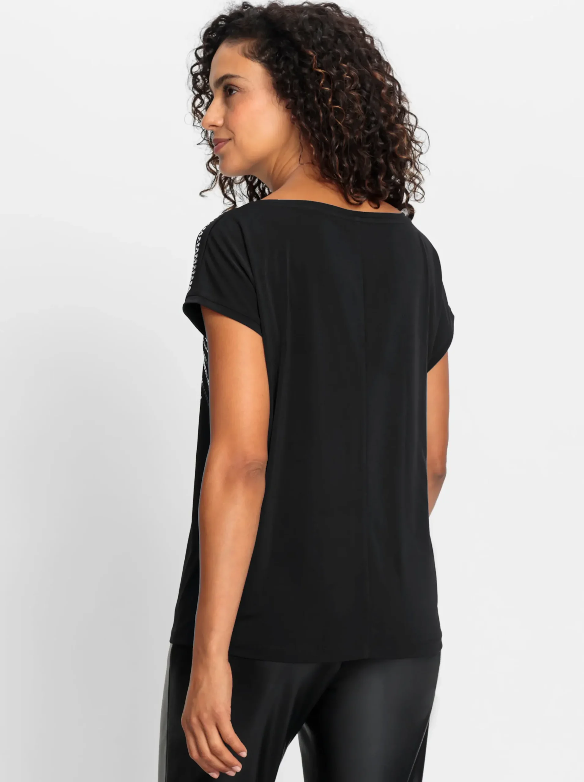 Shirts| Kurzarmshirt mit silberfarbenem Druck schwarz-silberfarben-bedruckt