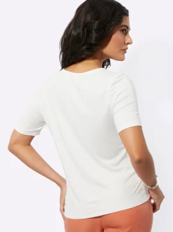 Shirts| Kurzarmshirt mit transparenten Einsätzen ecru