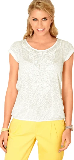Shirts|heine Kurzarmshirt mit Transparenz-Effekt weiß
