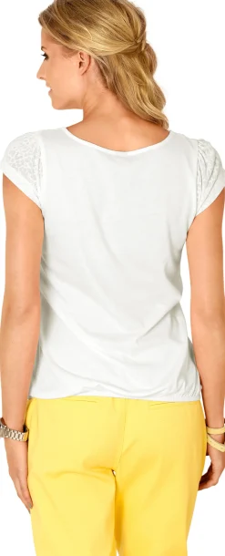 Shirts|heine Kurzarmshirt mit Transparenz-Effekt weiß