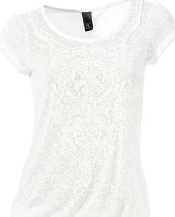 Shirts|heine Kurzarmshirt mit Transparenz-Effekt weiß