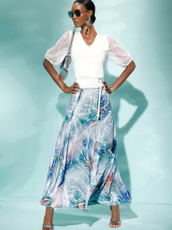 Shirts| Kurzarmshirt mit transparenten Puffärmeln ecru