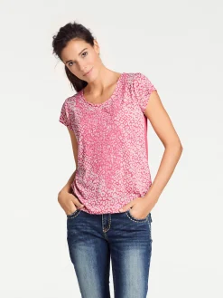Strandmode|Shirts|heine Kurzarmshirt mit Transparenz-Effekt himbeere