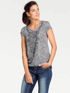 Strandmode|Shirts|heine Kurzarmshirt mit Transparenz-Effekt grau