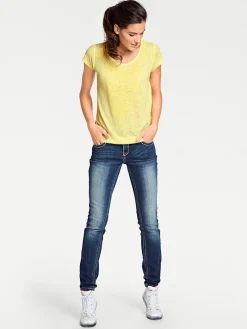 Shirts|heine Kurzarmshirt mit Transparenz-Effekt gelb