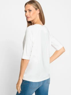Shirts|heine Kurzarmshirt mit Tunnelzug am Saum ecru