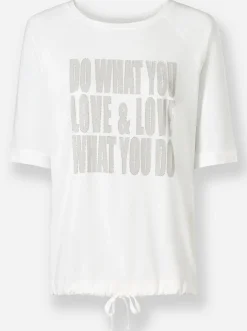Shirts|heine Kurzarmshirt mit Tunnelzug am Saum ecru