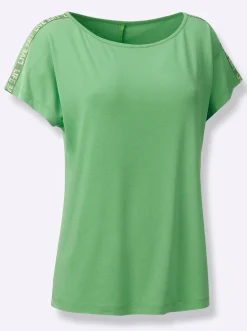 Shirts| Kurzarmshirt mit U-Boot-Ausschnitt apfel