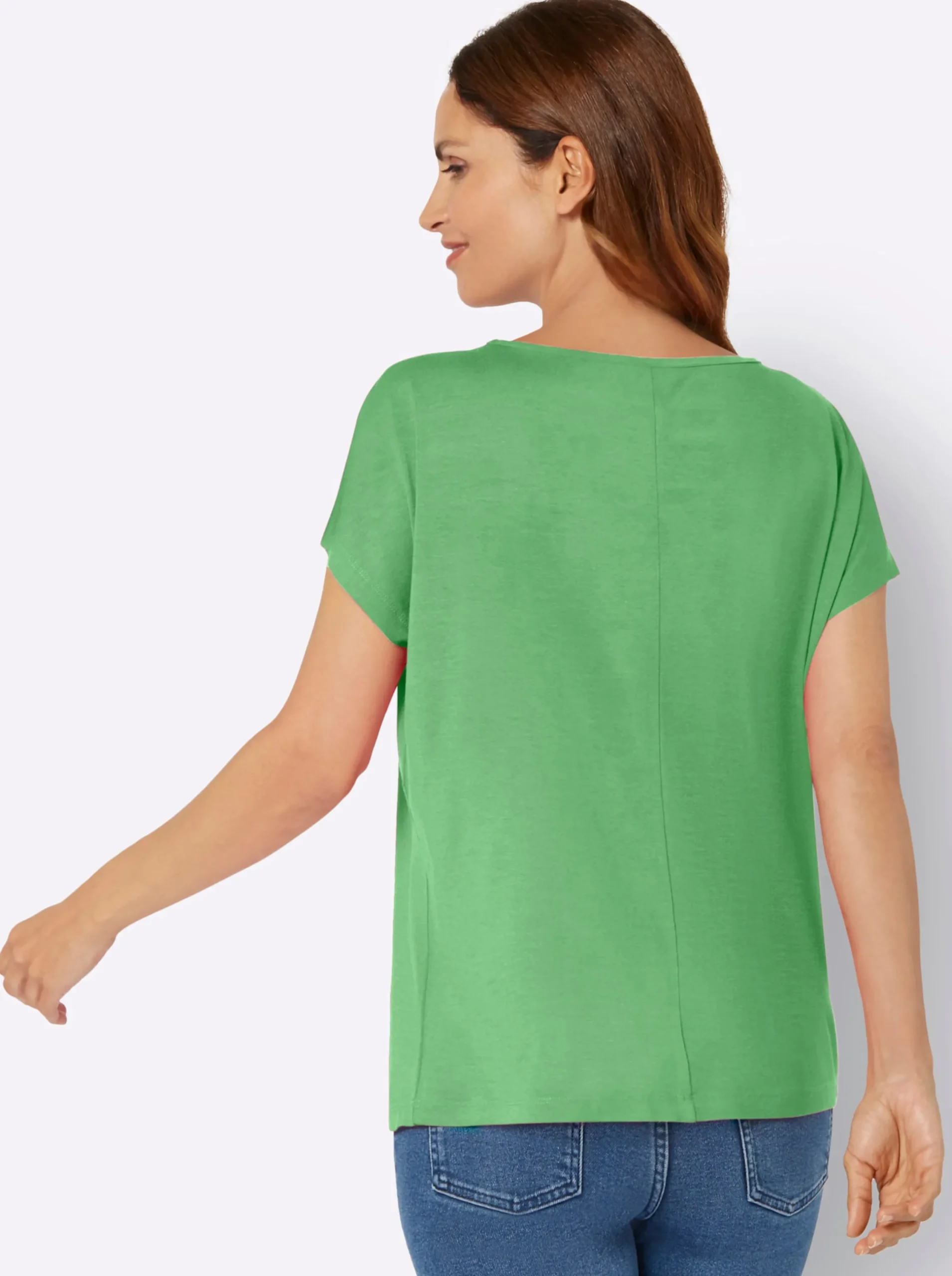 Shirts| Kurzarmshirt mit U-Boot-Ausschnitt apfel